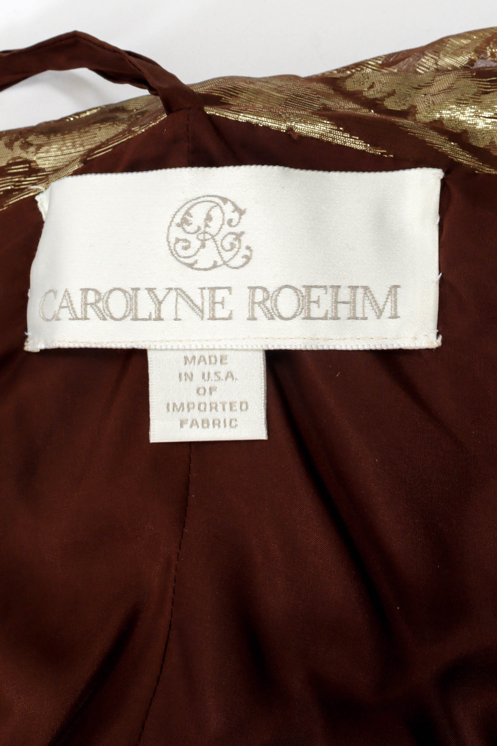 Vintage Carolyne Roehm Metallic Fleur Strapless Dress tag @ Recess LA