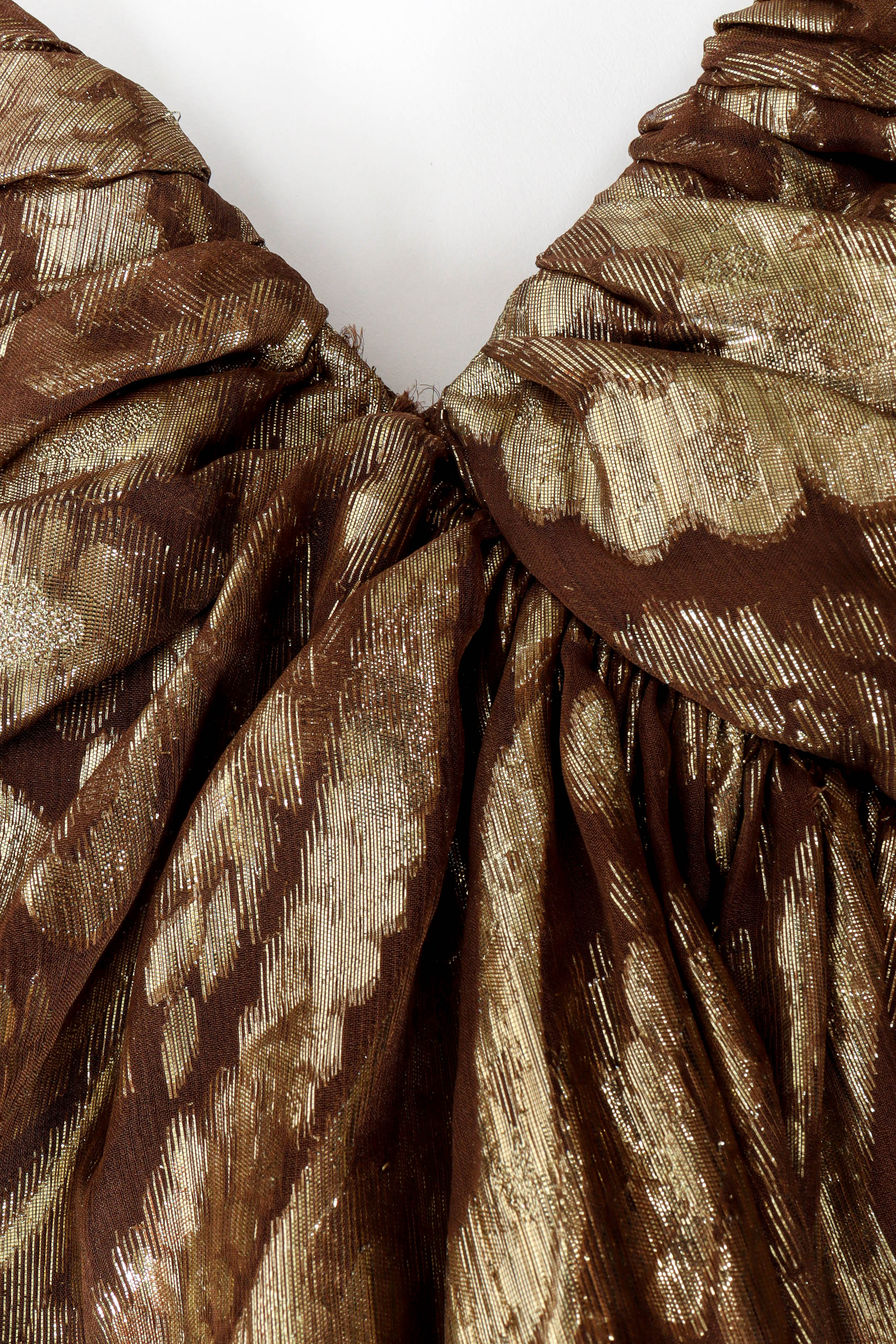Vintage Carolyne Roehm Metallic Fleur Strapless Dress bodice fray detail @ Recess LA