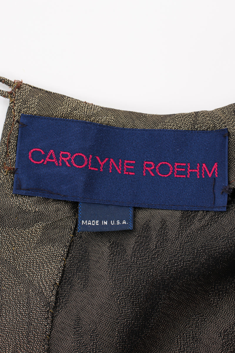 Vintage Carolyne Roehm Metallic Backless Waist Wrap Top label at Recess Los Angeles