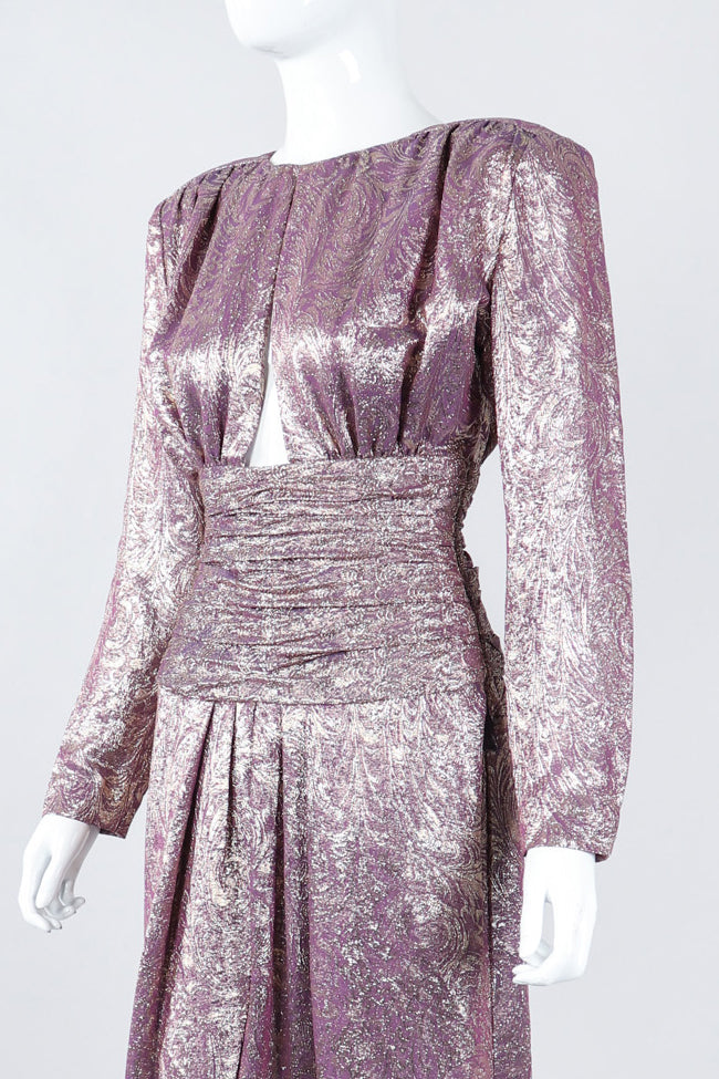 Recess Los Angeles Vintage Carolyne Roehm Old Hollywood Golden Brocade Dress