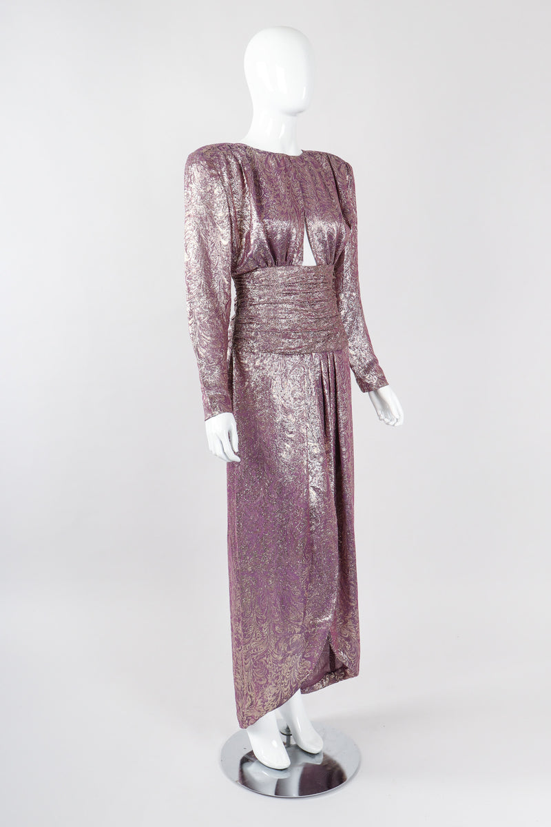 Recess Los Angeles Vintage Carolyne Roehm Old Hollywood Golden Brocade Dress