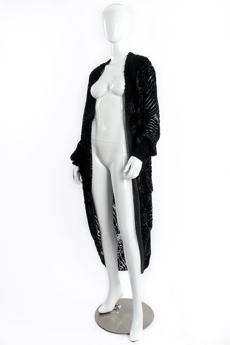 Carter Smith Hand Dyed Silk Velvet Burnout Cocoon Duster on Mannequin Front at Recess LA