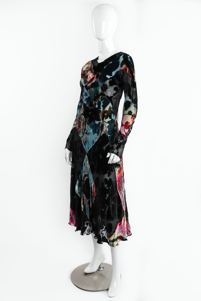 Carter Smith Shibori Hand Dyed Silk Velvet Burnout Dress on Mannequin Angle at Recess LA
