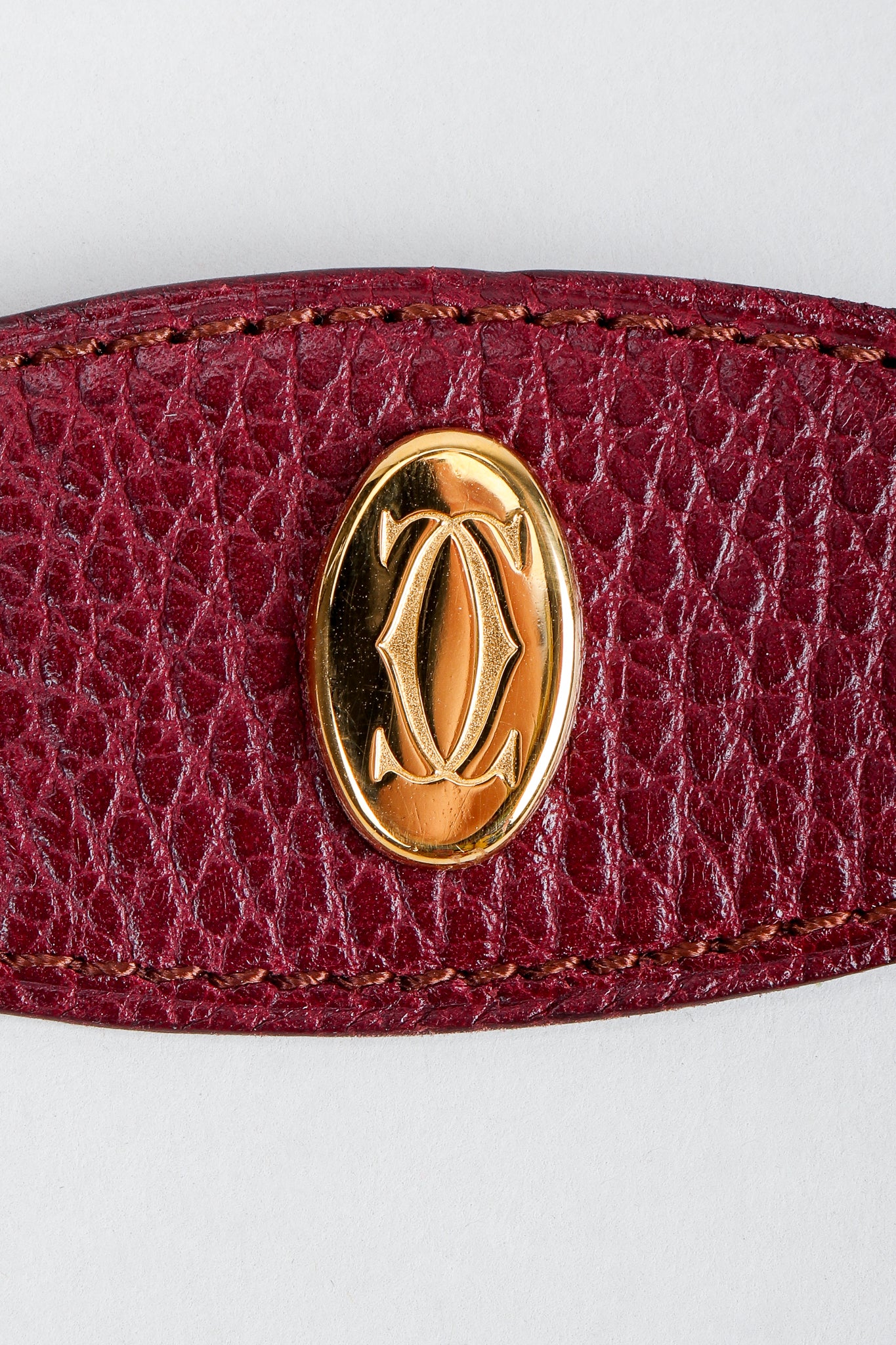 Vintage Cartier Oxblood CC Logo Medallion Leather Belt at Recess Los Angeles
