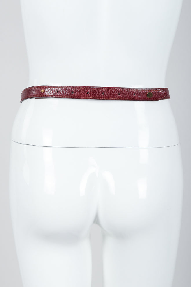 Vintage Cartier Oxblood CC Logo Medallion Leather Belt back buckle