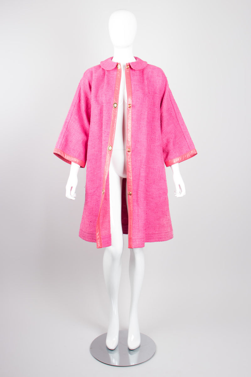 Bonnie Cashin for Sills Pink Tweed Boucle Turnlock Swing Coat