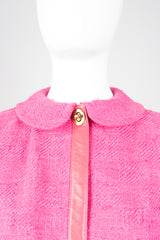 Bonnie Cashin for Sills Pink Tweed Boucle Turnlock Swing Coat