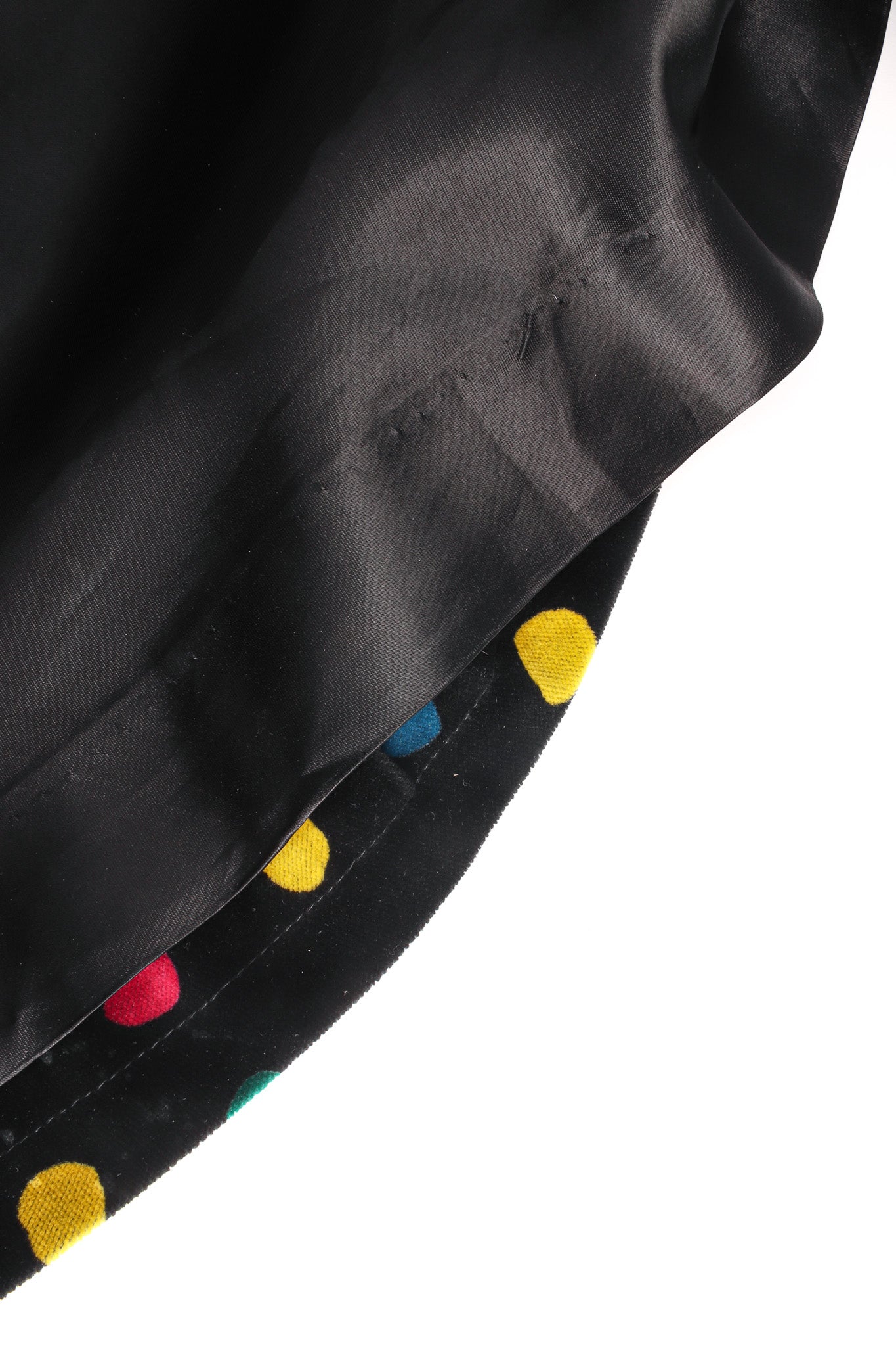 Vintage Cattiva Rainbow Polka Dot Velvet Coat lining/hem @ Recess LA