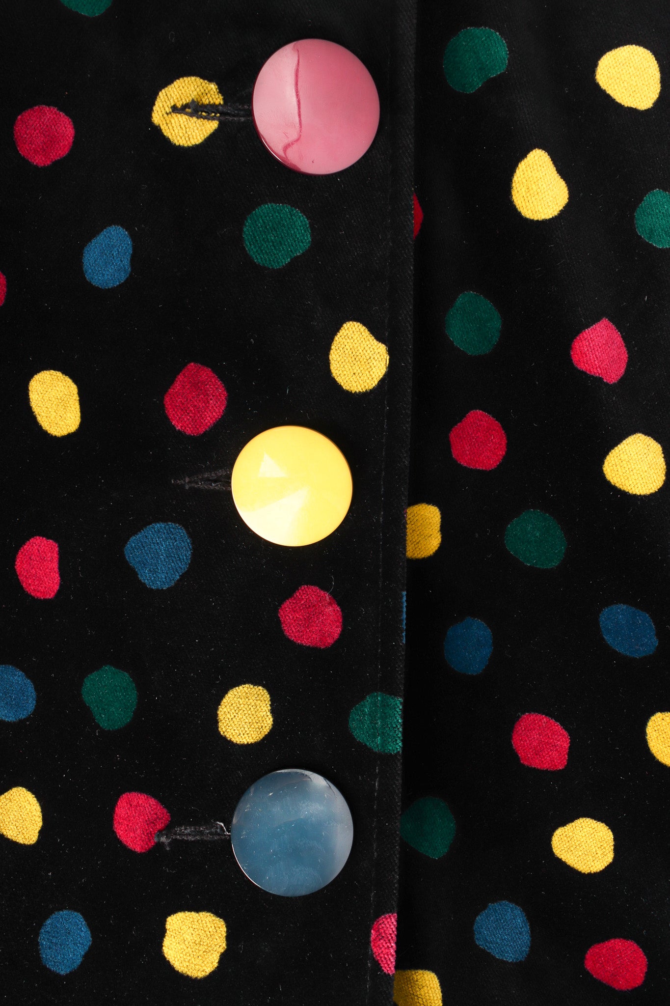 Vintage Cattiva Rainbow Polka Dot Velvet Coat buttons @ Recess LA
