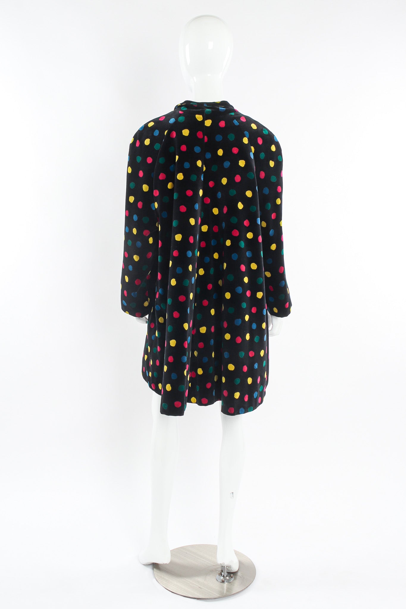 Vintage Cattiva Rainbow Polka Dot Velvet Coat mannequin back @ Recess LA