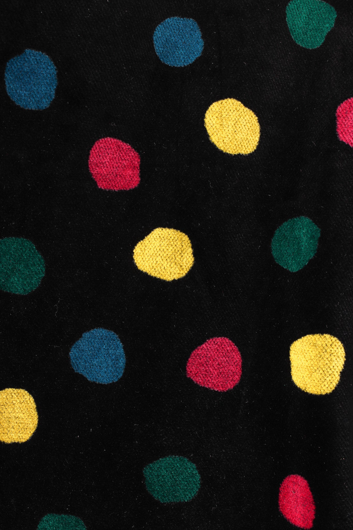 Vintage Cattiva Rainbow Polka Dot Velvet Coat print close @ Recess LA