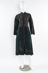 Vintage Roberto Cavalli Paisley Suede Leather Dress mannequin front @ Recess LA