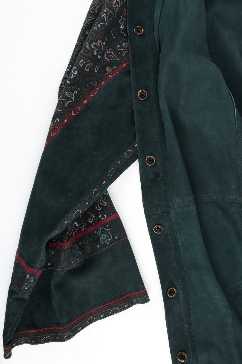 Vintage Roberto Cavalli Paisley Suede Leather Dress sleeve/button detail @ Recess LA