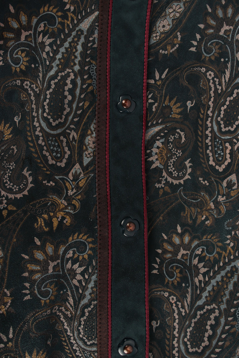Vintage Roberto Cavalli Paisley Suede Leather Dress print/snap button @ Recess LA