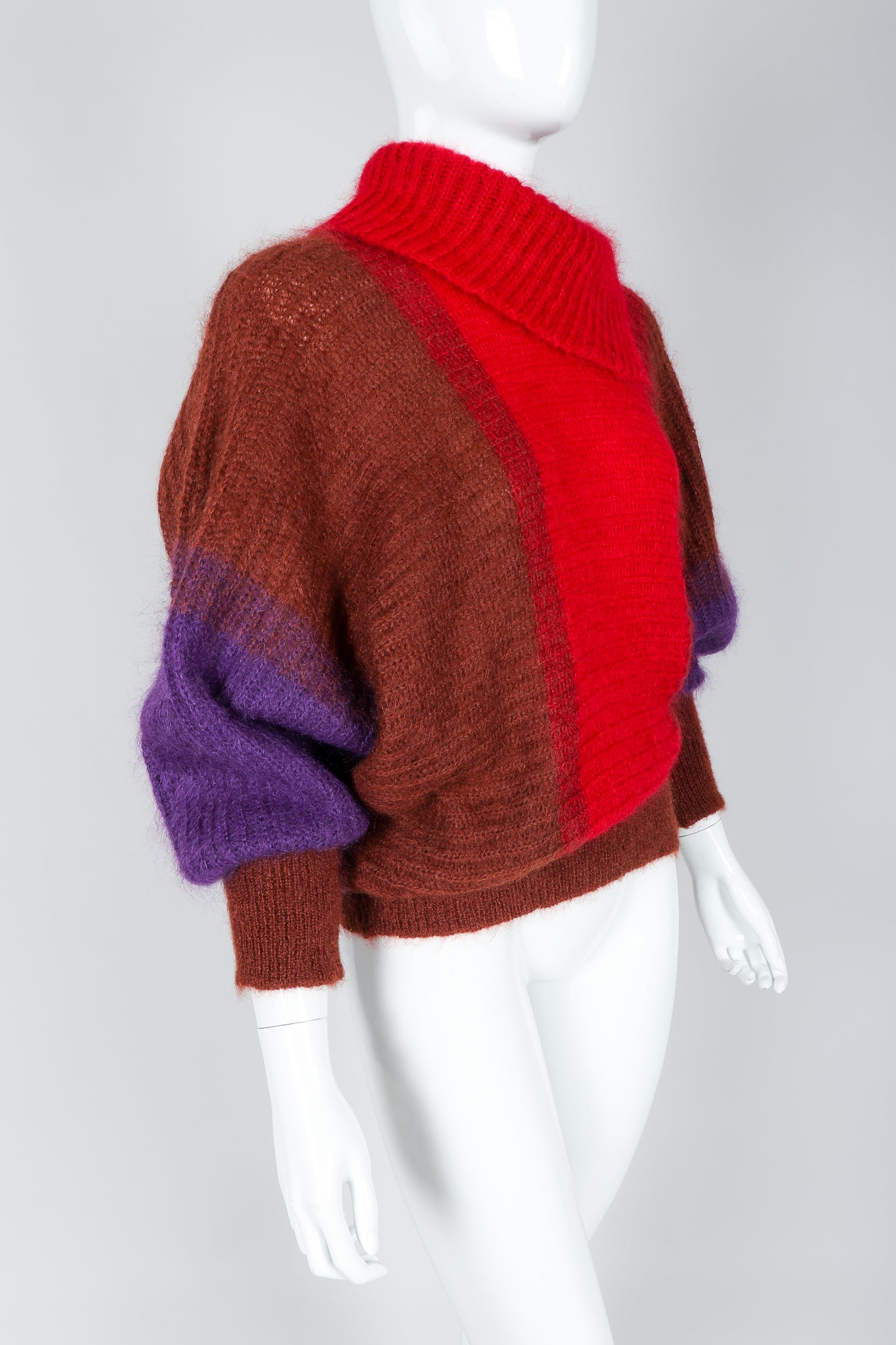 Recess Vintage Cedrics Ombre Fuzzy Mohair Dolman Sweater on Mannequin, sleeves pushed up