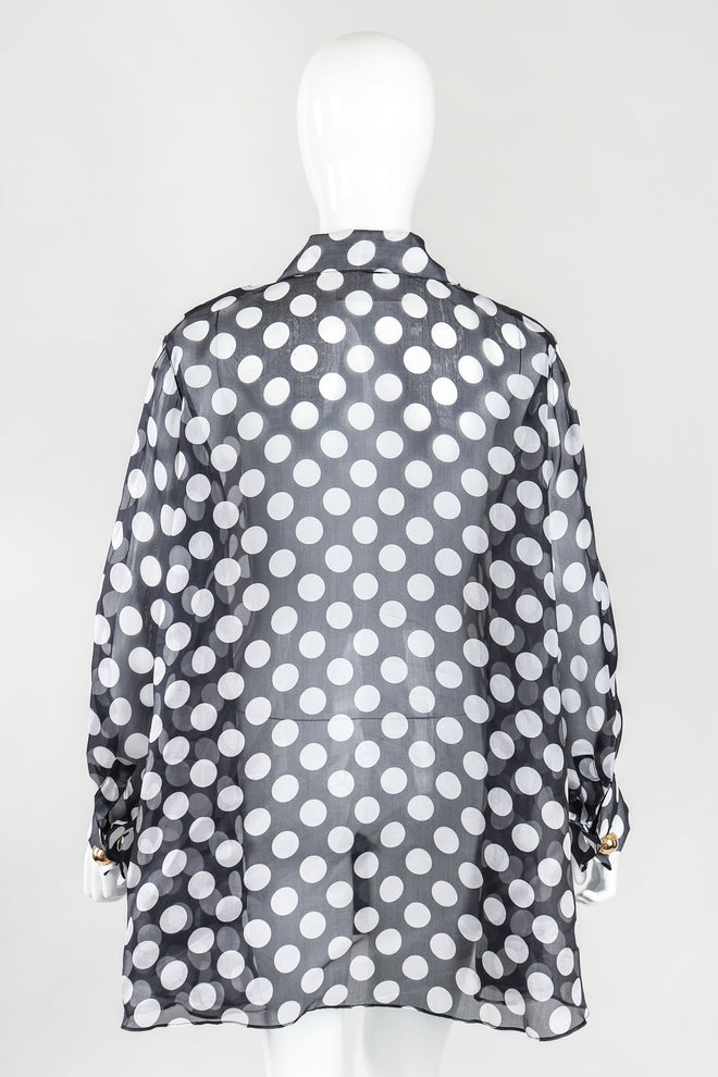 Recess Los Angeles Designer Consignment Vintage Celine Sheer Silk Organza Polka Dot Swing Trapeze Shirt