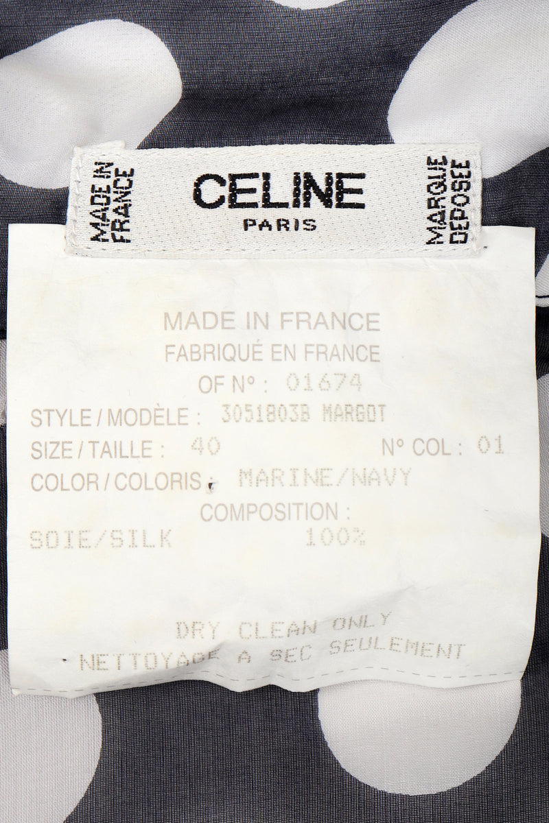 Recess Los Angeles Designer Consignment Vintage Celine Sheer Silk Organza Polka Dot Swing Trapeze Shirt