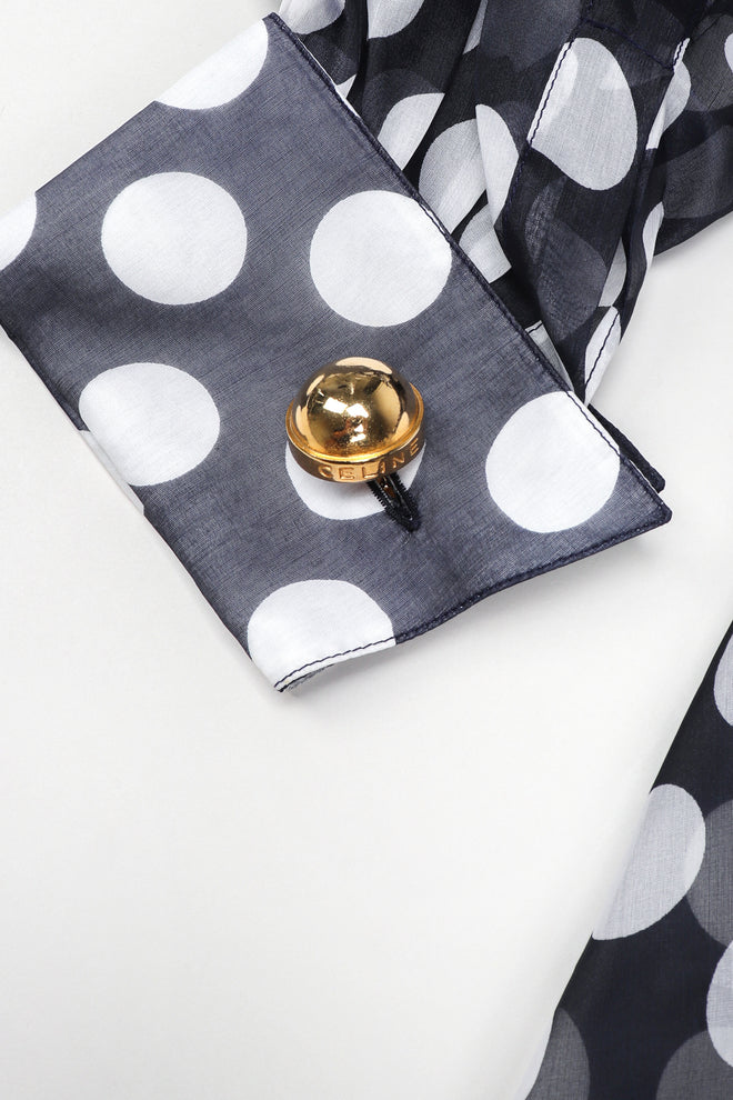 Recess Los Angeles Designer Consignment Vintage Celine Sheer Silk Organza Polka Dot Swing Trapeze Shirt