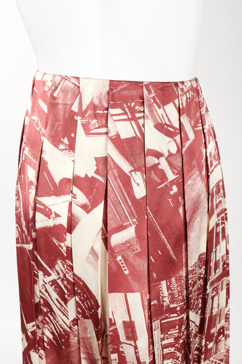 Recess Designer Consignment Vintage Celine Working Women Sepia Tone Silk Pleated Wrap Skirt Los Angeles Resale