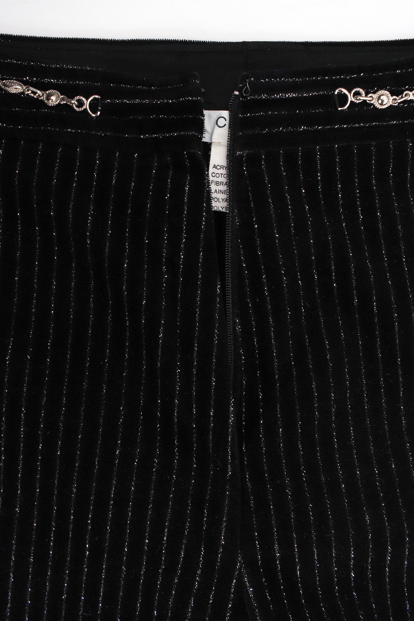 Vintage Celine Metallic Pinstripe Velvet Pant zipper/charms @ Recess LA
