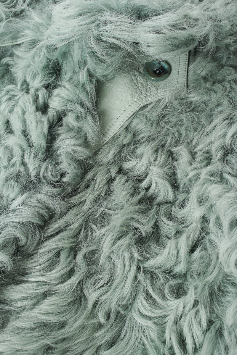 Vintage Celine Seafoam Curly Lamb Fur Coat button at Recess Los Angeles