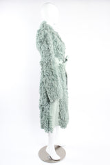 Vintage Celine Seafoam Curly Lamb Fur Coat on mannequin side at Recess Los Angeles