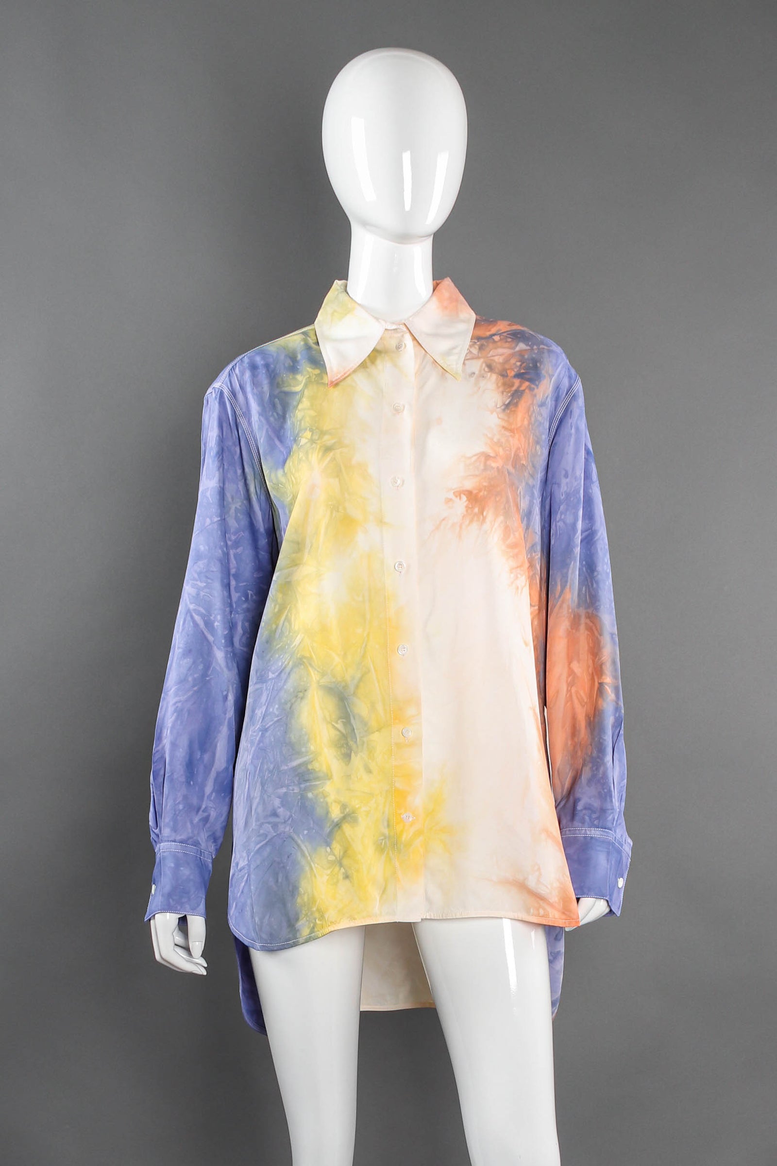 CELINE by Phoebe Philo セリーヌ フィービーファイロ 2018  Resort Tie-Dye Shirt タイダイブラウスシャツ 2 0DK9/736B ミックス 36 Celine Resort 2018 Pastel Tie Dye Blouse – Recess