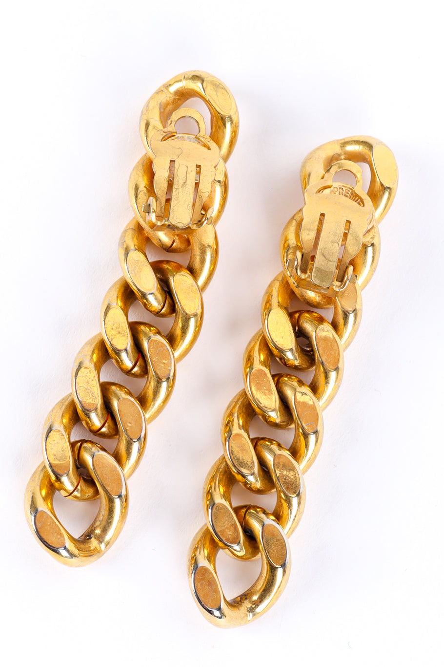 Curb chain link drop earrings by Premier Etage flat lay backs open @recessla