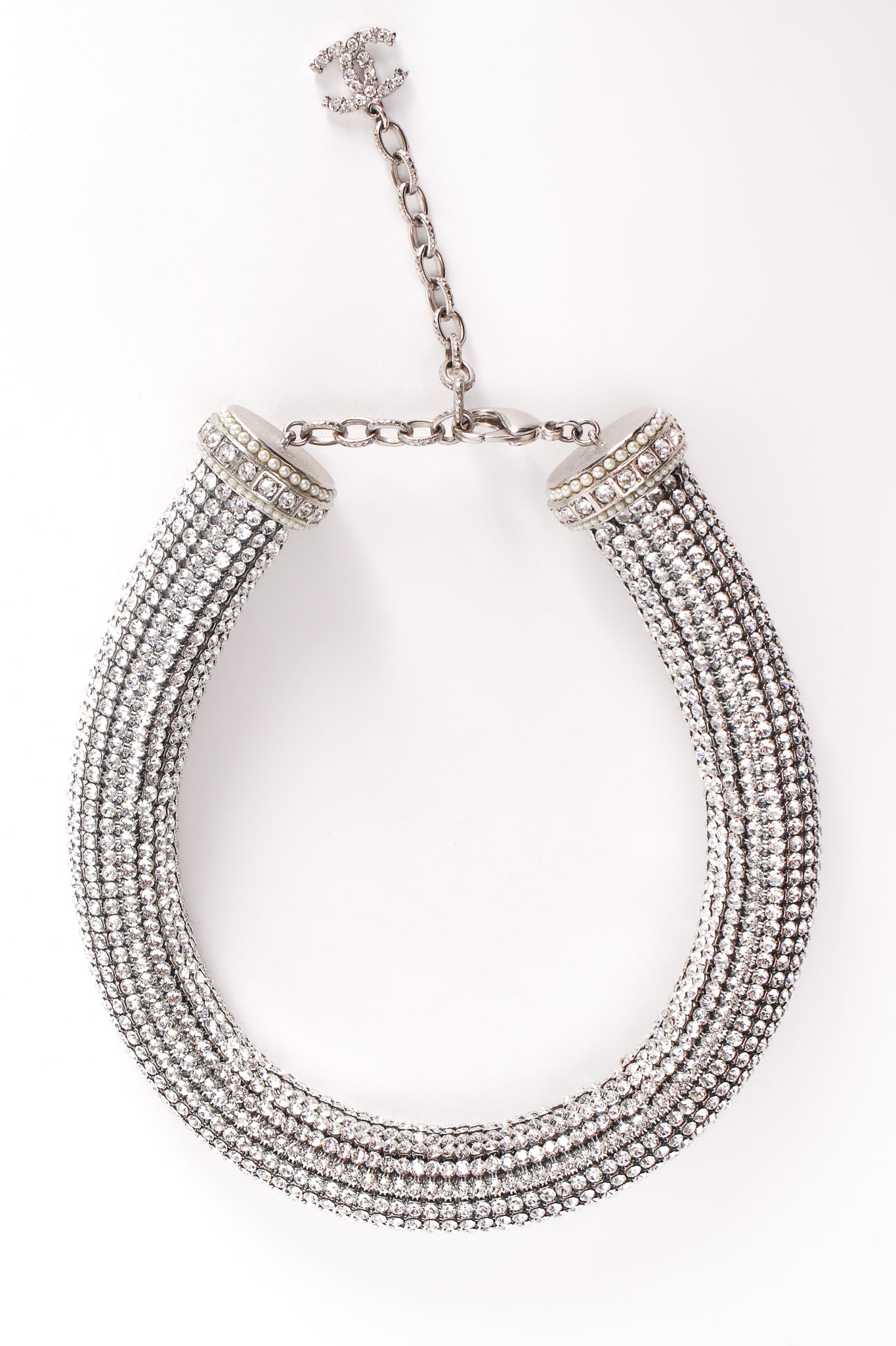 Chanel - 17K CC Rhinestone Crystal Choker Necklace - Black