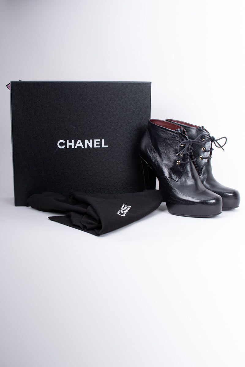 Chanel Lace-Up Platform Steampunk Ankle Boots