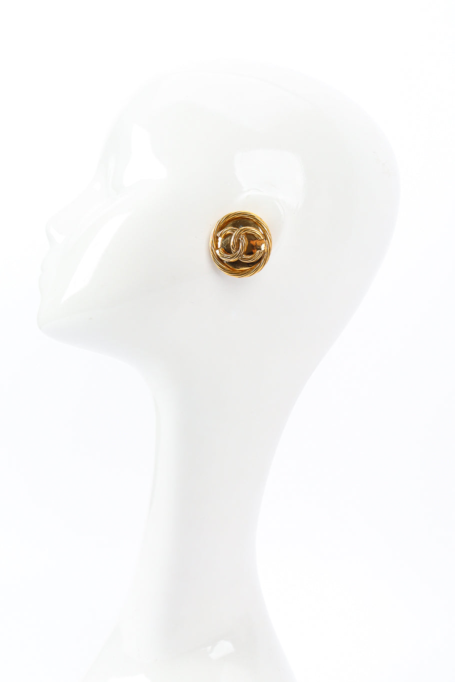 CC monogram rope earrings by Chanel on mannequin @recessla