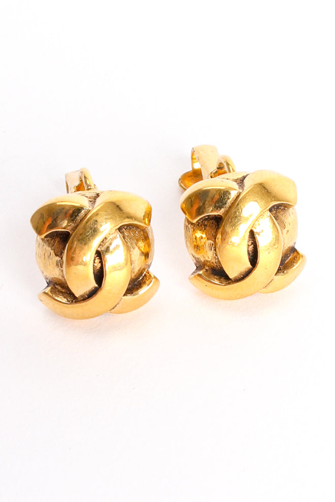 Vintage Chanel Small CC Logo Stud Button Earrings at Recess Los Angeles