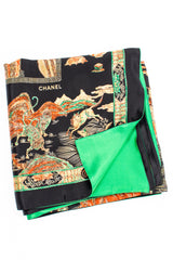 Vintage Chanel Chinese Coromandel Print Shawl folded at Recess Los Angeles