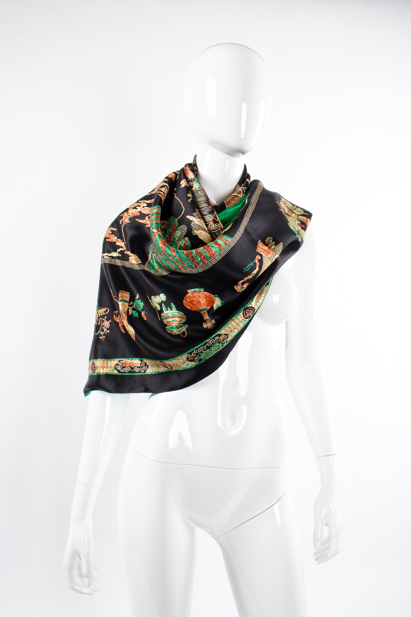 Vintage Chanel Chinese Coromandel Print Shawl on Mannequin at Recess Los Angeles