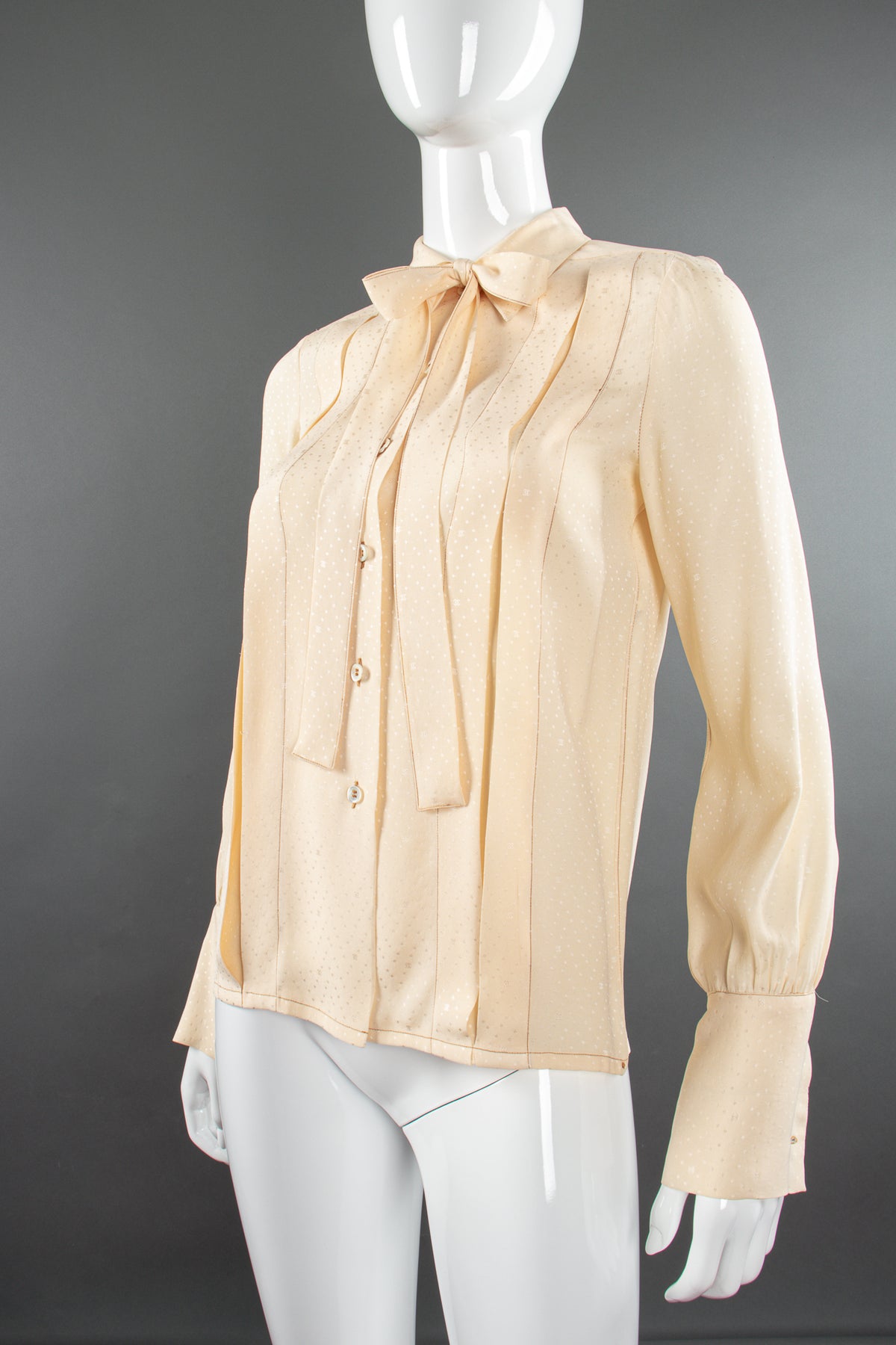 Vintage Chanel Jacquard Dot Logo Bow Blouse – Recess