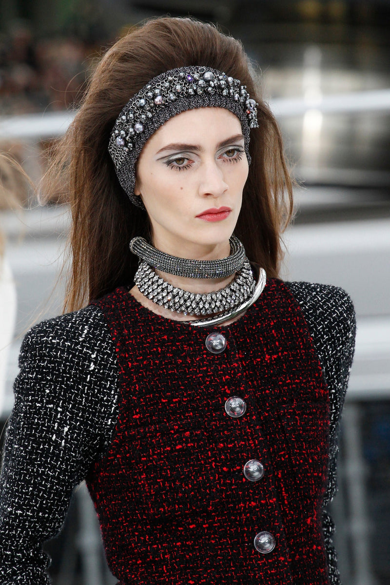 Chanel A/W 2017 Runway Show Model Crystal Choker Collar at Recess Los Angeles