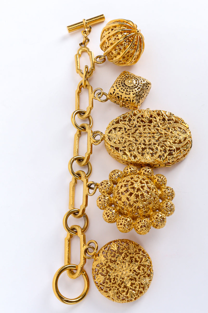 Vintage Chanel Filigree Fleur Locket Charm Bracelet vertical front @ Recess LA
