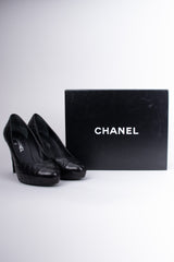 Chanel Logo CC Quilted Lambskin Leather Heels Pumps