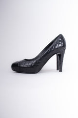 Chanel Logo CC Quilted Lambskin Leather Heels Pumps