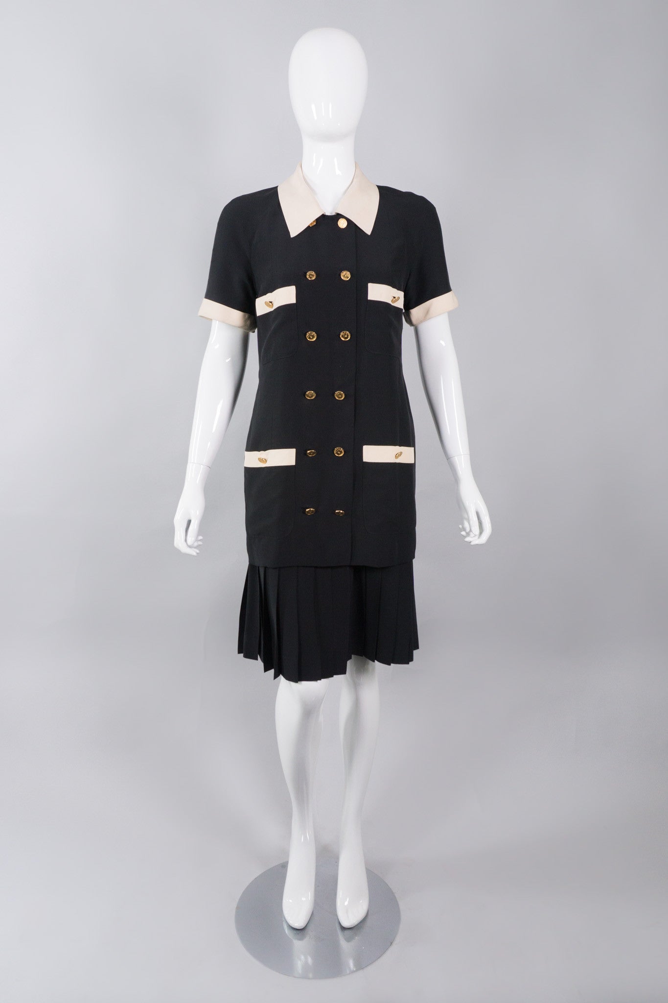 Chanel Silk Double Breasted Layered Dress