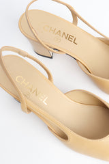 Chanel Cap Toe Slingback Goatskin Leather Grosgrain Heels label at Recess Los Angeles