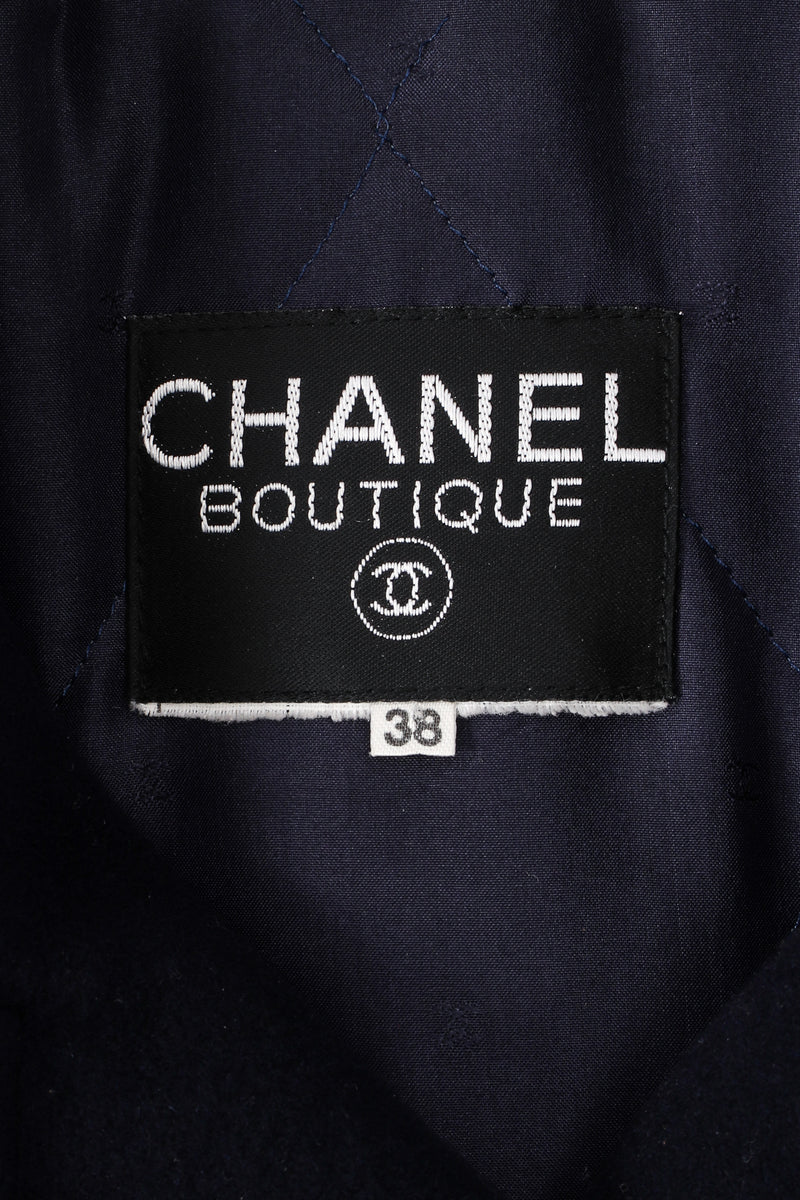 Vintage Chanel Chain Fob Cocoon Coat label at Recess Los Angeles