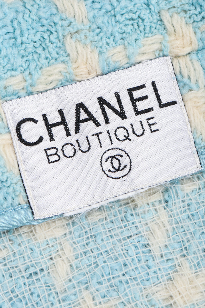 Recess Los Angeles Vintage Chanel Baby Blue Checkered Knit Vest