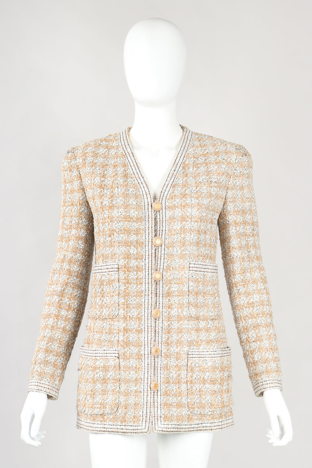 Recess Designer Consignment Vintage Chanel Raffia Tweed Jacket & Skirt Suit Set Los Angeles Resale