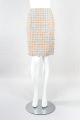 Recess Designer Consignment Vintage Chanel Raffia Tweed Jacket & Skirt Suit Set Los Angeles Resale