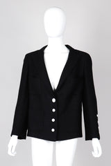 Recess Los Angeles Vintage Chanel Black Cotton Jacket Classic Silk Lining