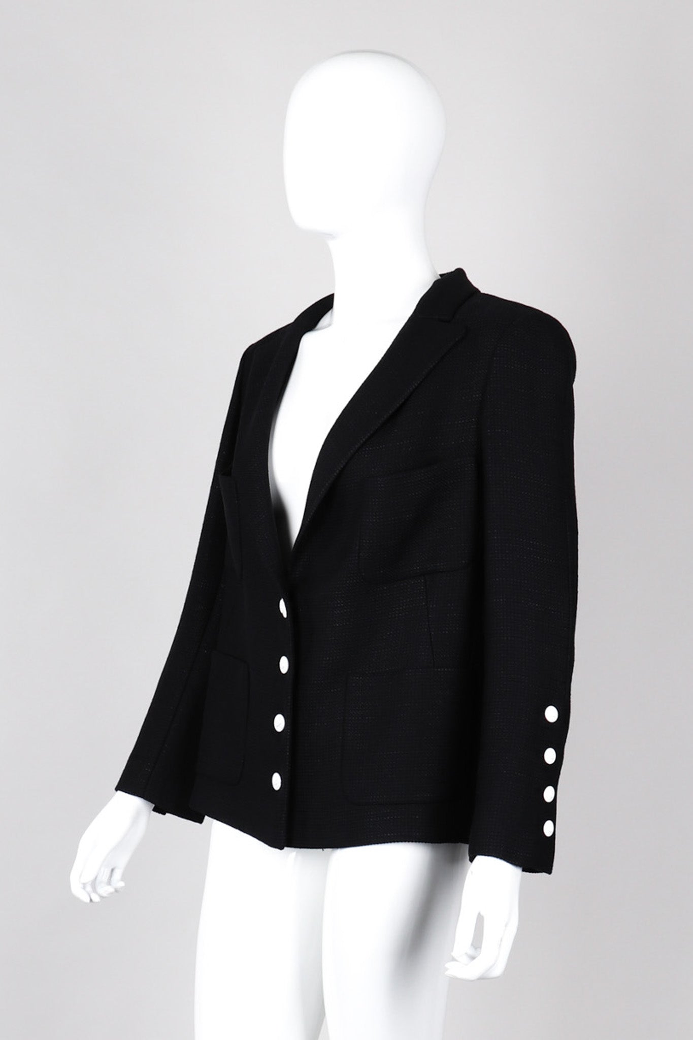 Recess Los Angeles Vintage Chanel Black Cotton Jacket Classic Silk Lining