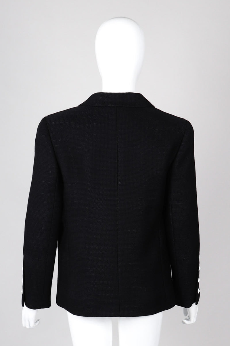 Chanel 1998 Vintage Black Wool Blazer Jacket with Single CC Button
