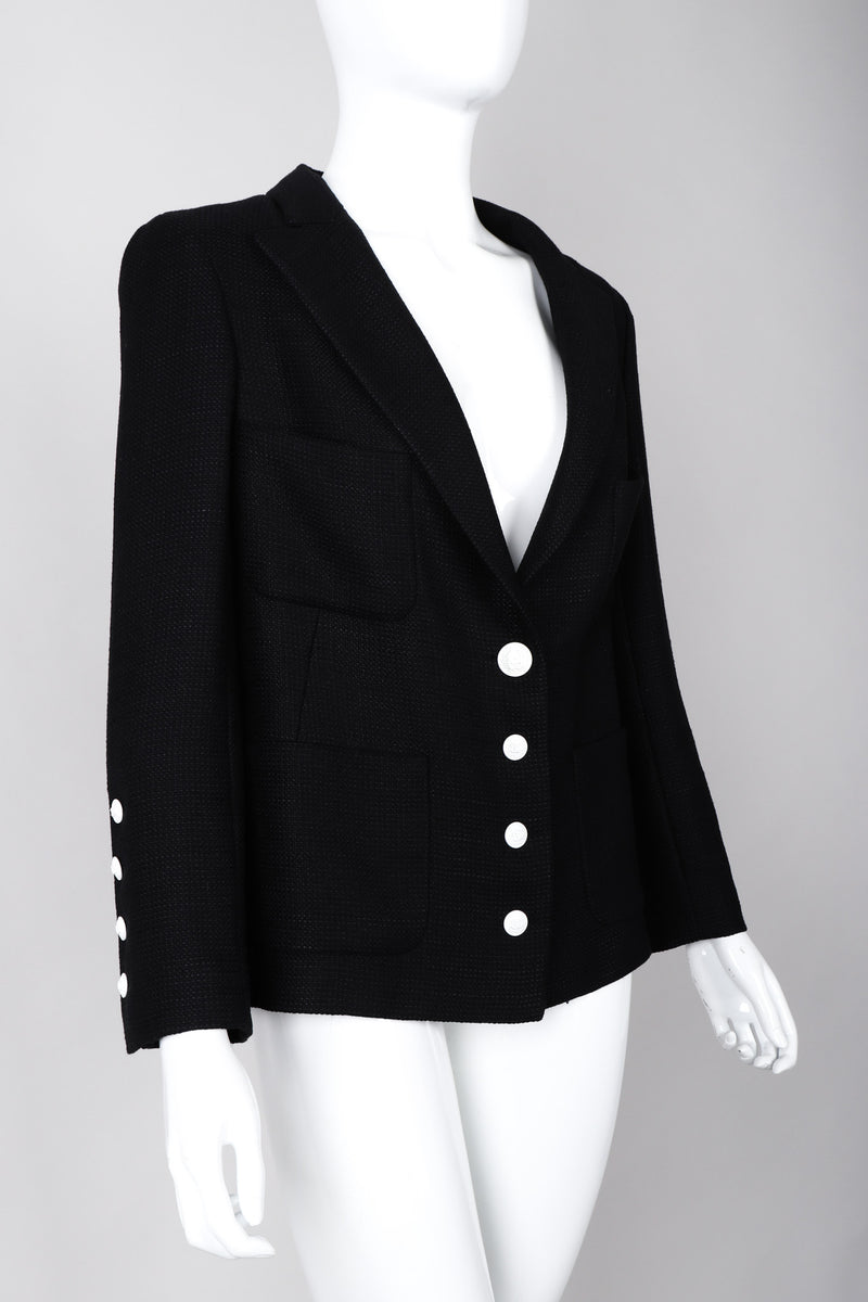 Chanel black silk blouse with gold CC buttons - clothing