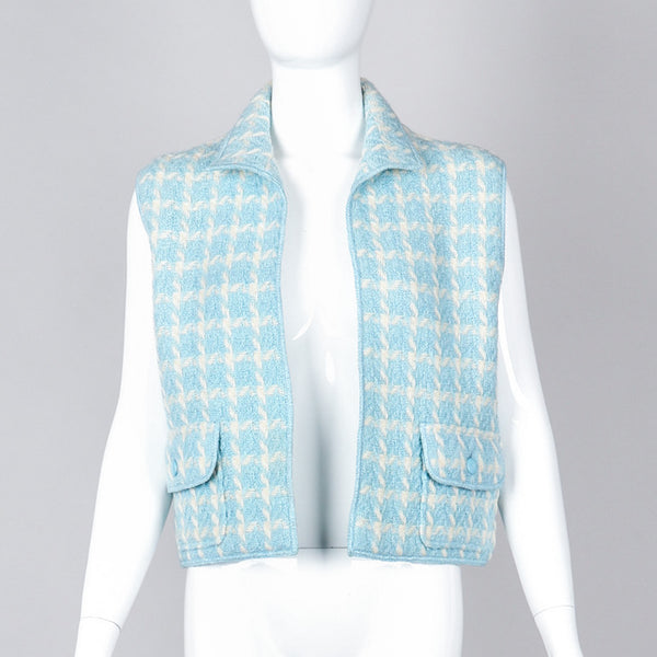 Vintage Chanel Baby Blue Checkered Knit Vest – Recess